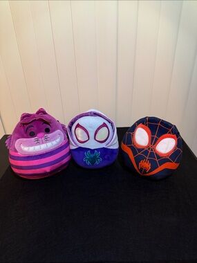 Disney Purple Pink and Black Plush Character squishmallow Set